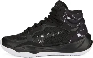 PUMA Playmaker Pro Mid Sneaker, Courtside Black-White, 5.5 US Unisex Big Kid