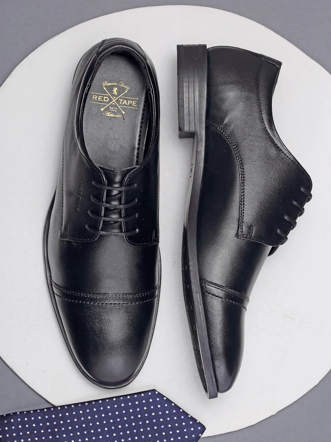 RedTape Men Black Derby Shoes