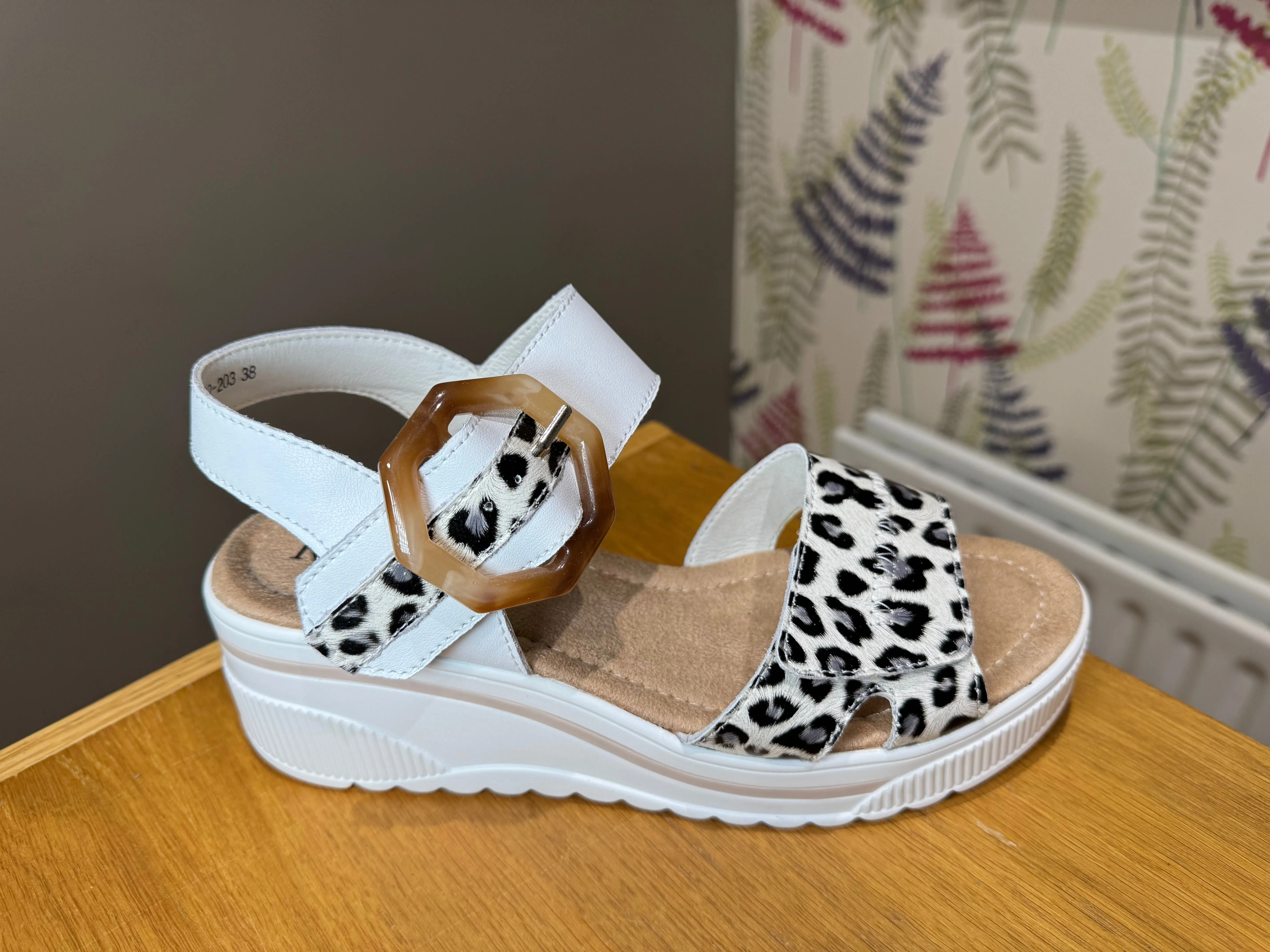 Redz White/Animal Velcro Wedge Sandal