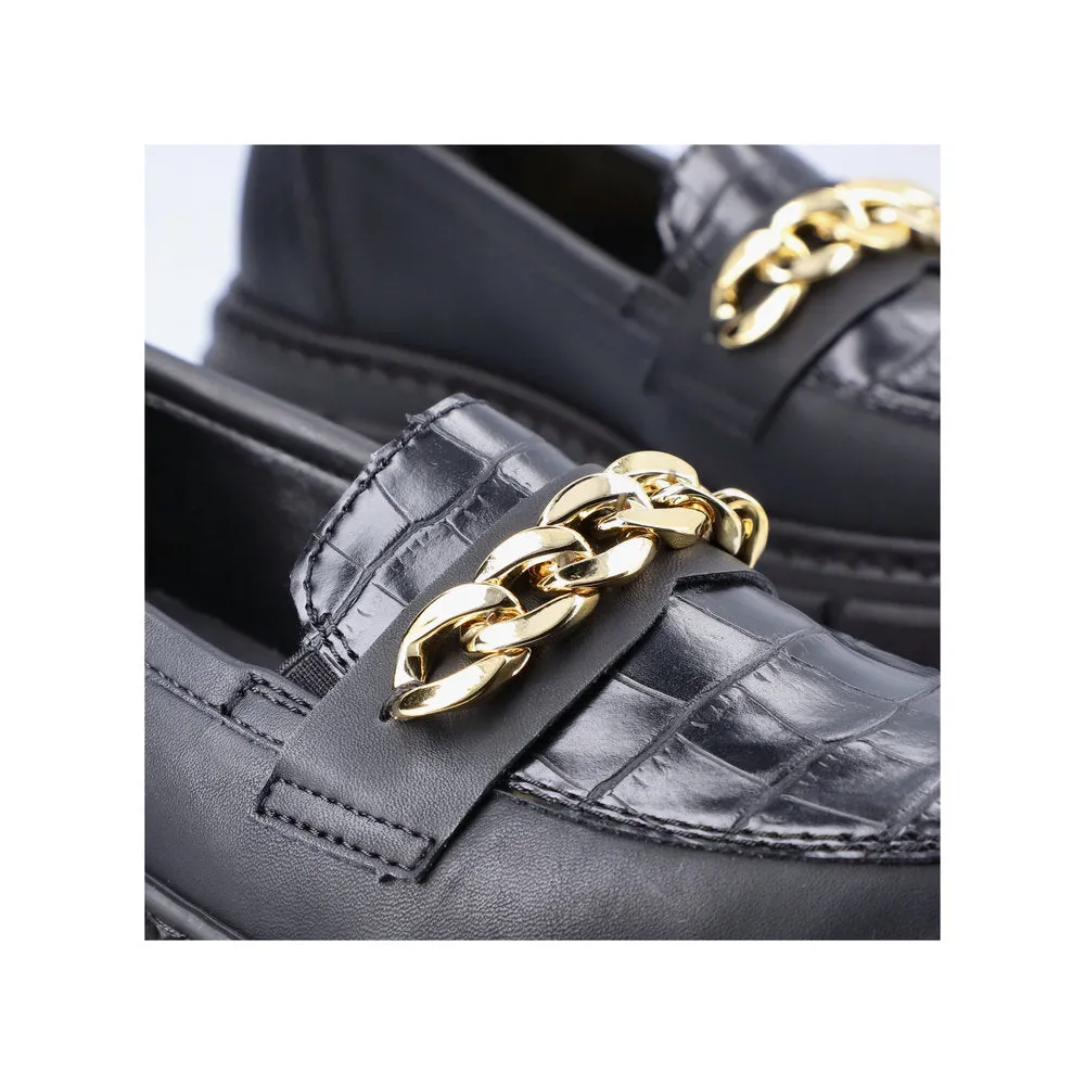 RIEKER - M3861-02 CHUNKY LOAFER WITH CHAIN DETAIL - BLACK