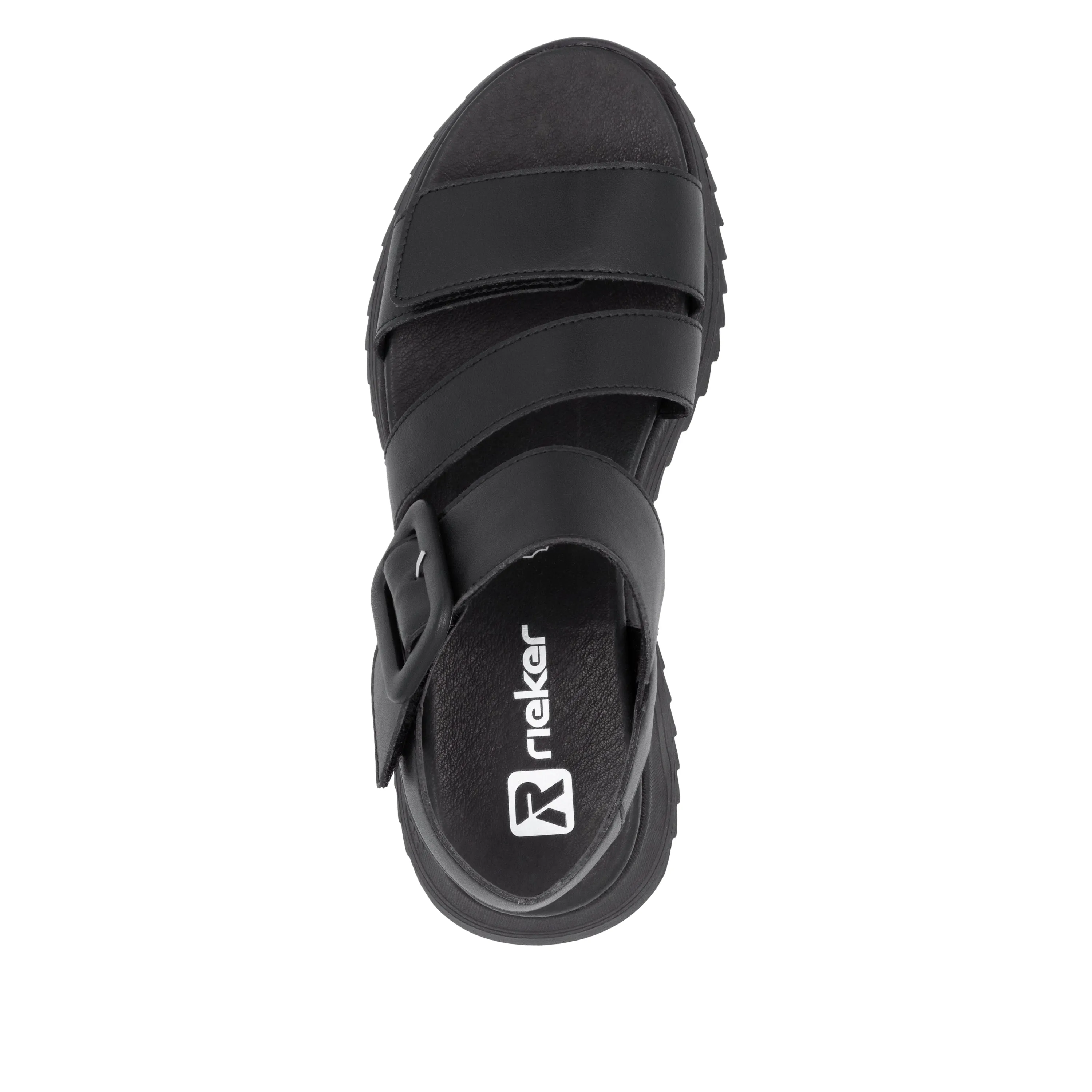 Rieker W295000 Womens Black Chunky Buckle Sandal