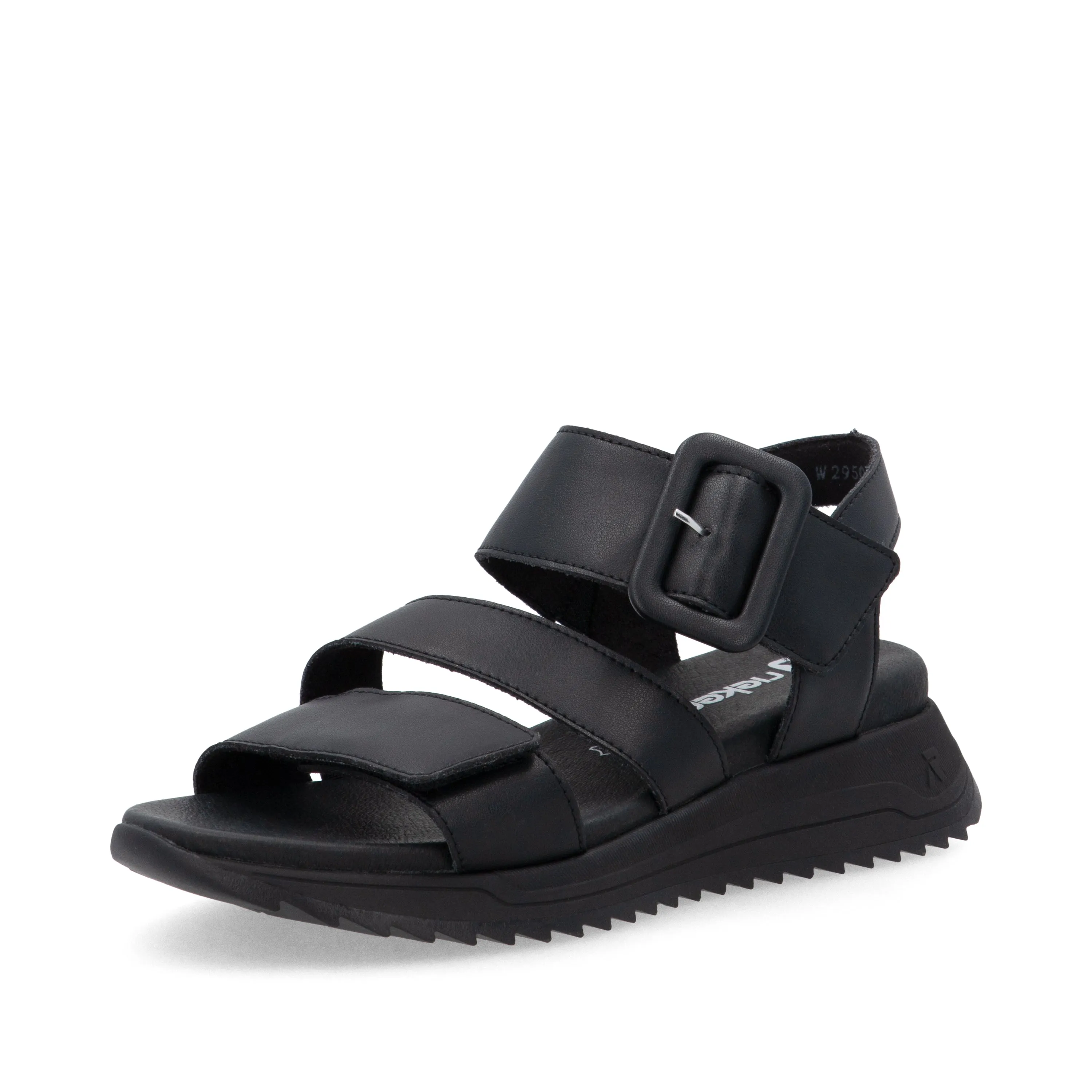 Rieker W295000 Womens Black Chunky Buckle Sandal