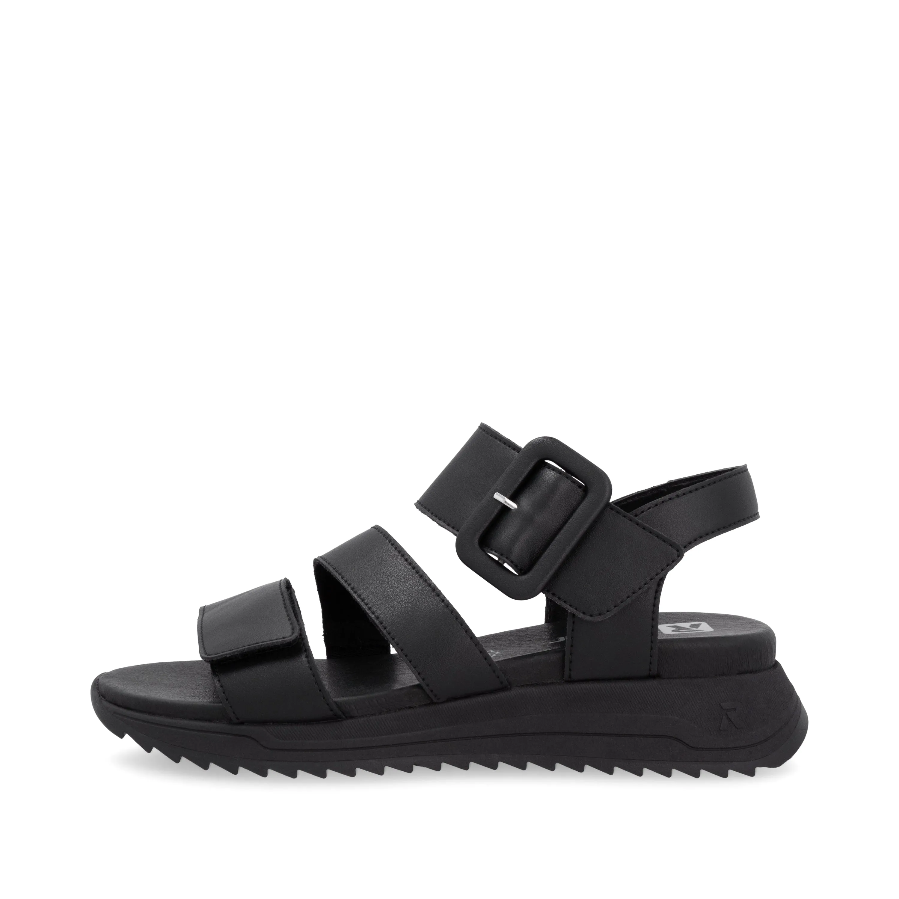 Rieker W295000 Womens Black Chunky Buckle Sandal
