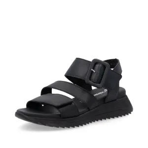 Rieker W295000 Womens Black Chunky Buckle Sandal