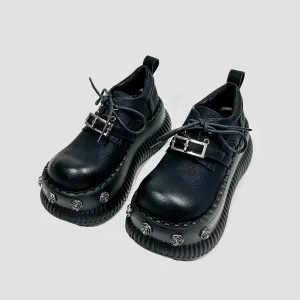 Rose Studded Platform Derby Shoes