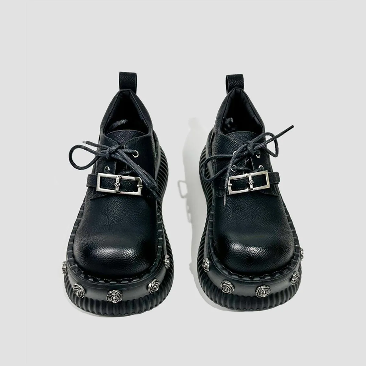 Rose Studded Platform Derby Shoes