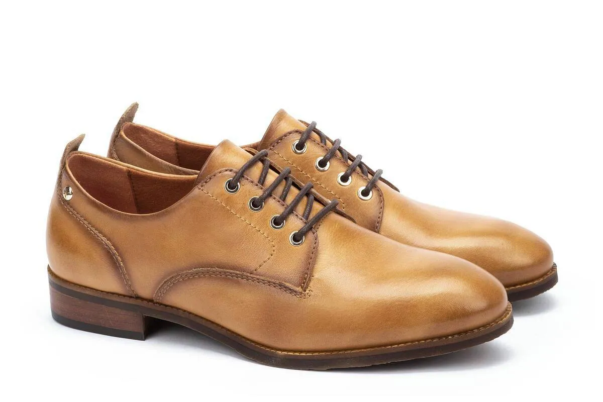 'Royal' women's lace-up derby shoe - Almond brown