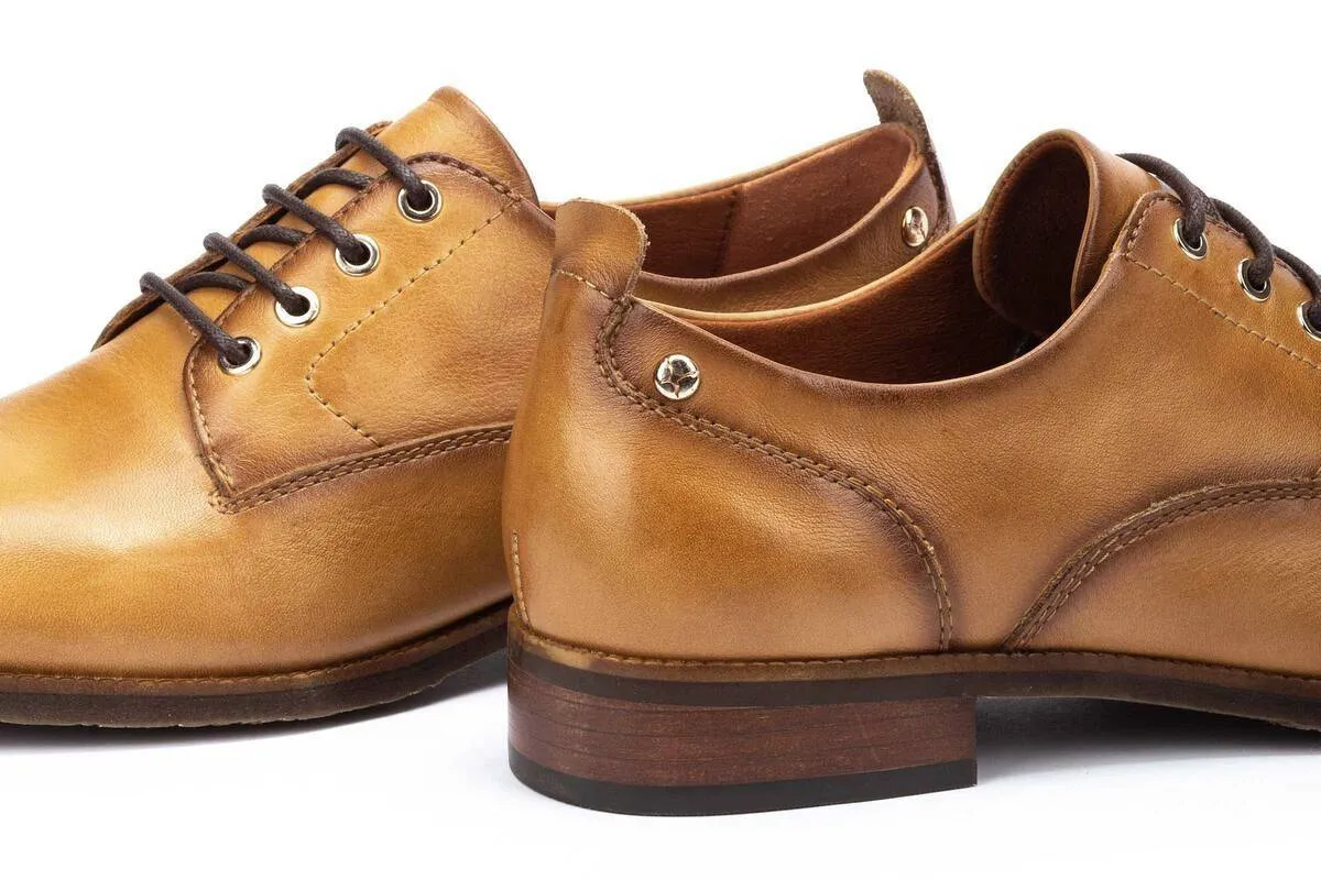 'Royal' women's lace-up derby shoe - Almond brown