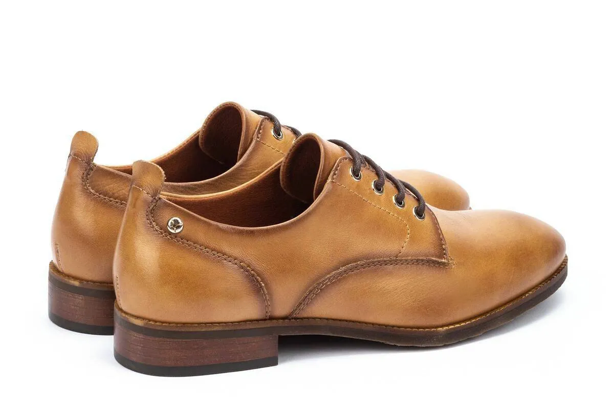 'Royal' women's lace-up derby shoe - Almond brown