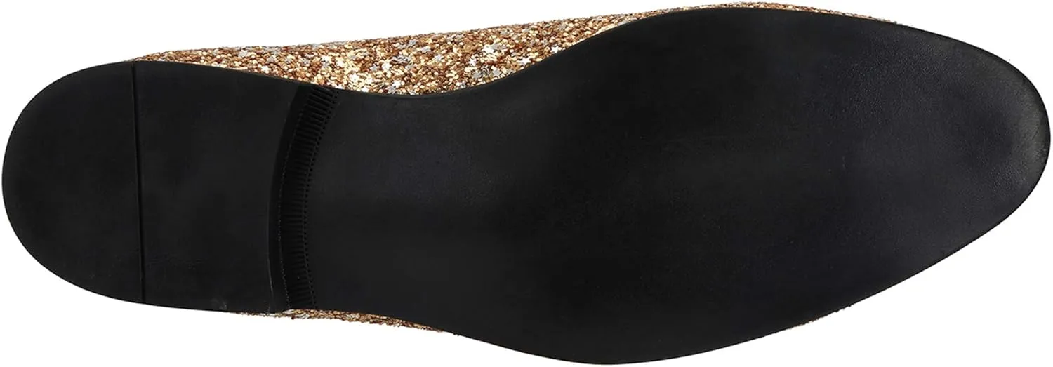 Santimon Mens Slip On Loafer Shoes Metallic Sequins Nightclub Glitter Loafers Luxury Wedding Prom Shoes