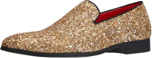 Santimon Mens Slip On Loafer Shoes Metallic Sequins Nightclub Glitter Loafers Luxury Wedding Prom Shoes