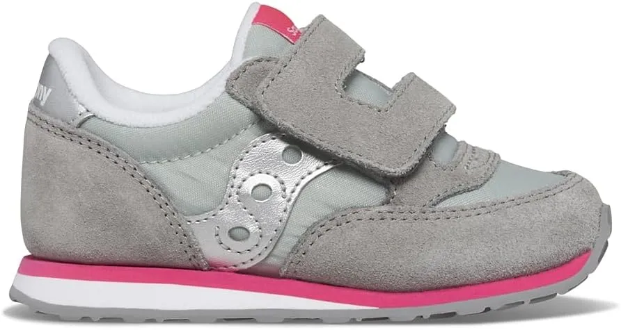 Saucony Kids Baby Jazz Hook & Loop Sneaker, Grey/Silver/Pink, 10 US Unisex Toddler