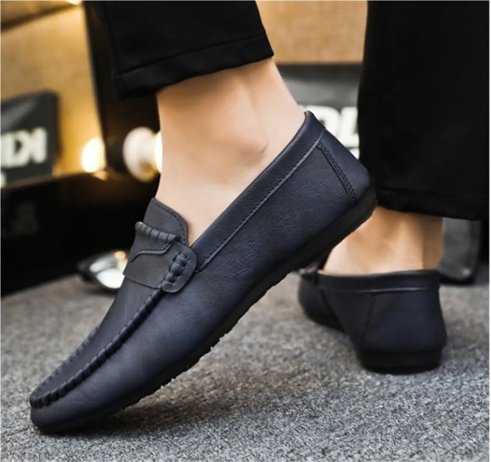 Simple Moccasins Shoes Leather Resistant Comfortable Anti-Slip Fashion Party Slip On Mens Loafers