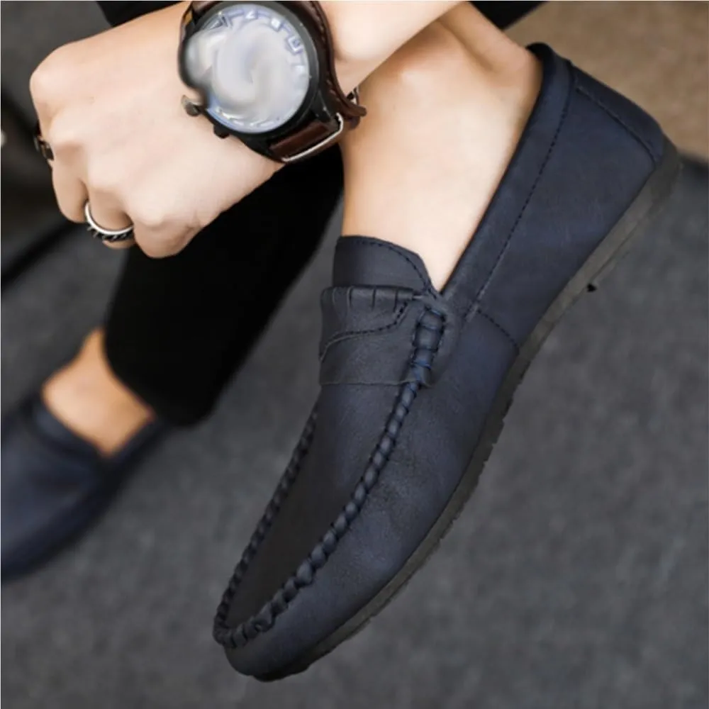 Simple Moccasins Shoes Leather Resistant Comfortable Anti-Slip Fashion Party Slip On Mens Loafers