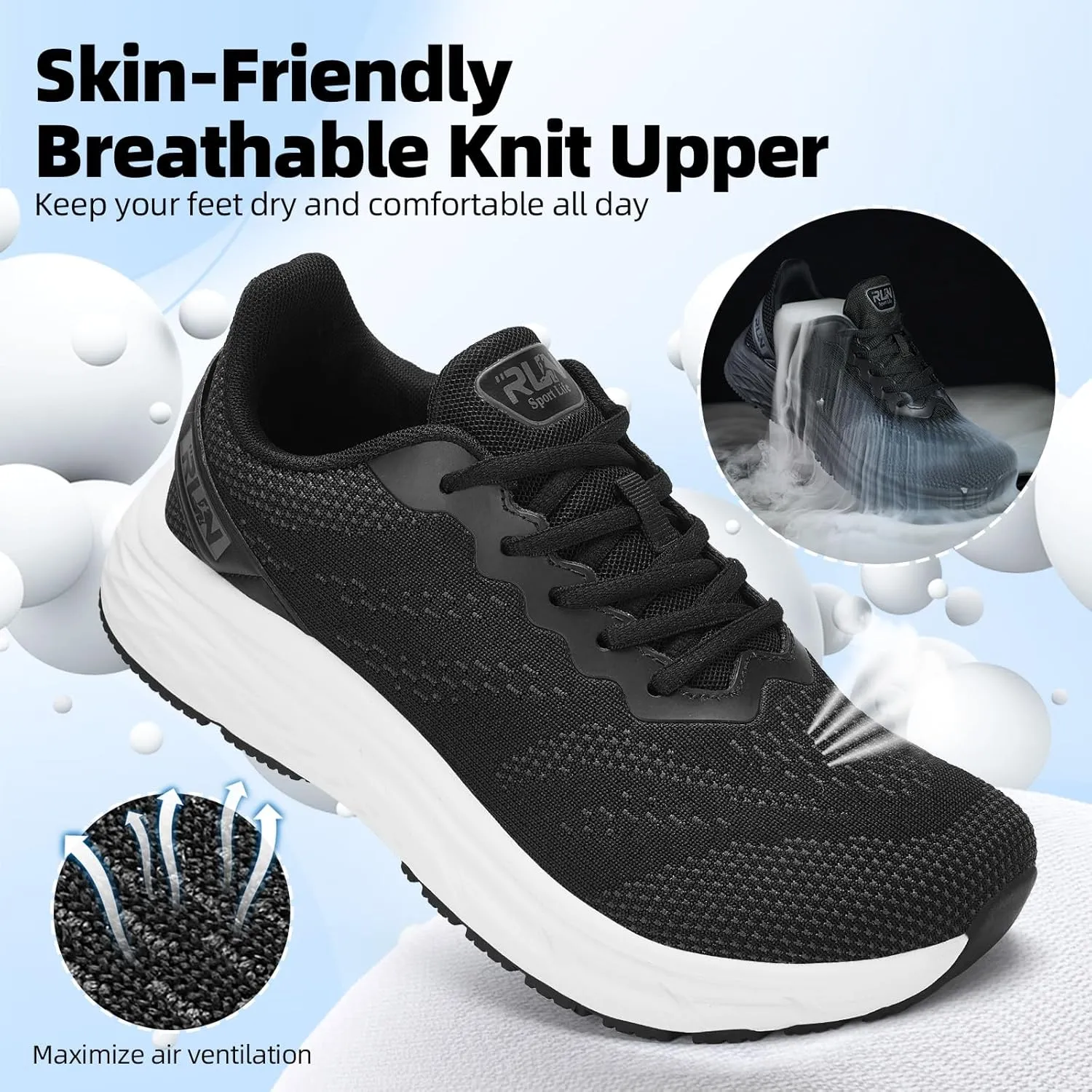 Slow Man Wide Toe Box Shoes for Men - Cushioned Road Running Shoe Non Slip Mens Walking Sneakers for Wide Feet Comfortable Athletic Gym Workout Sneaker
