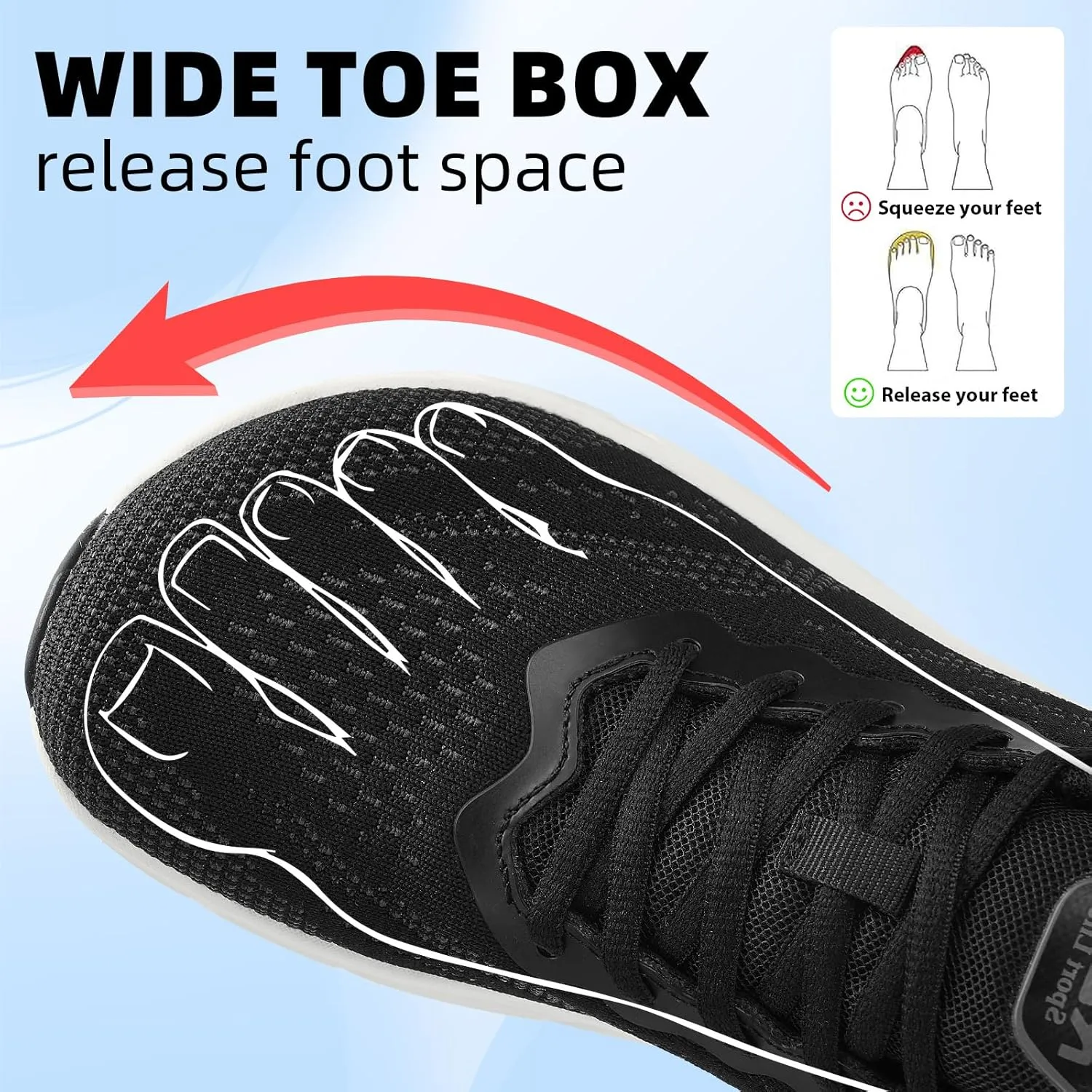 Slow Man Wide Toe Box Shoes for Men - Cushioned Road Running Shoe Non Slip Mens Walking Sneakers for Wide Feet Comfortable Athletic Gym Workout Sneaker