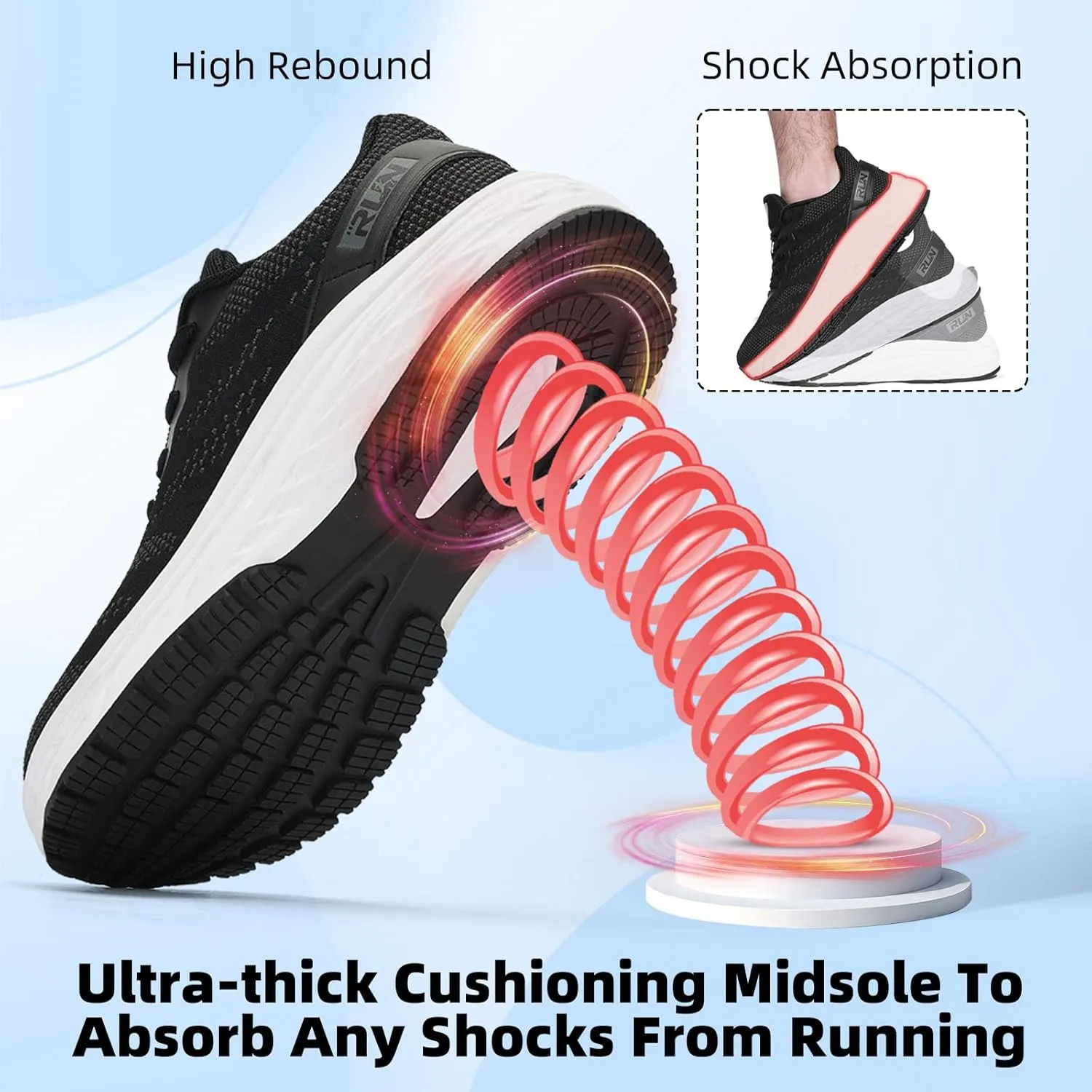 Slow Man Wide Toe Box Shoes for Men - Cushioned Road Running Shoe Non Slip Mens Walking Sneakers for Wide Feet Comfortable Athletic Gym Workout Sneaker