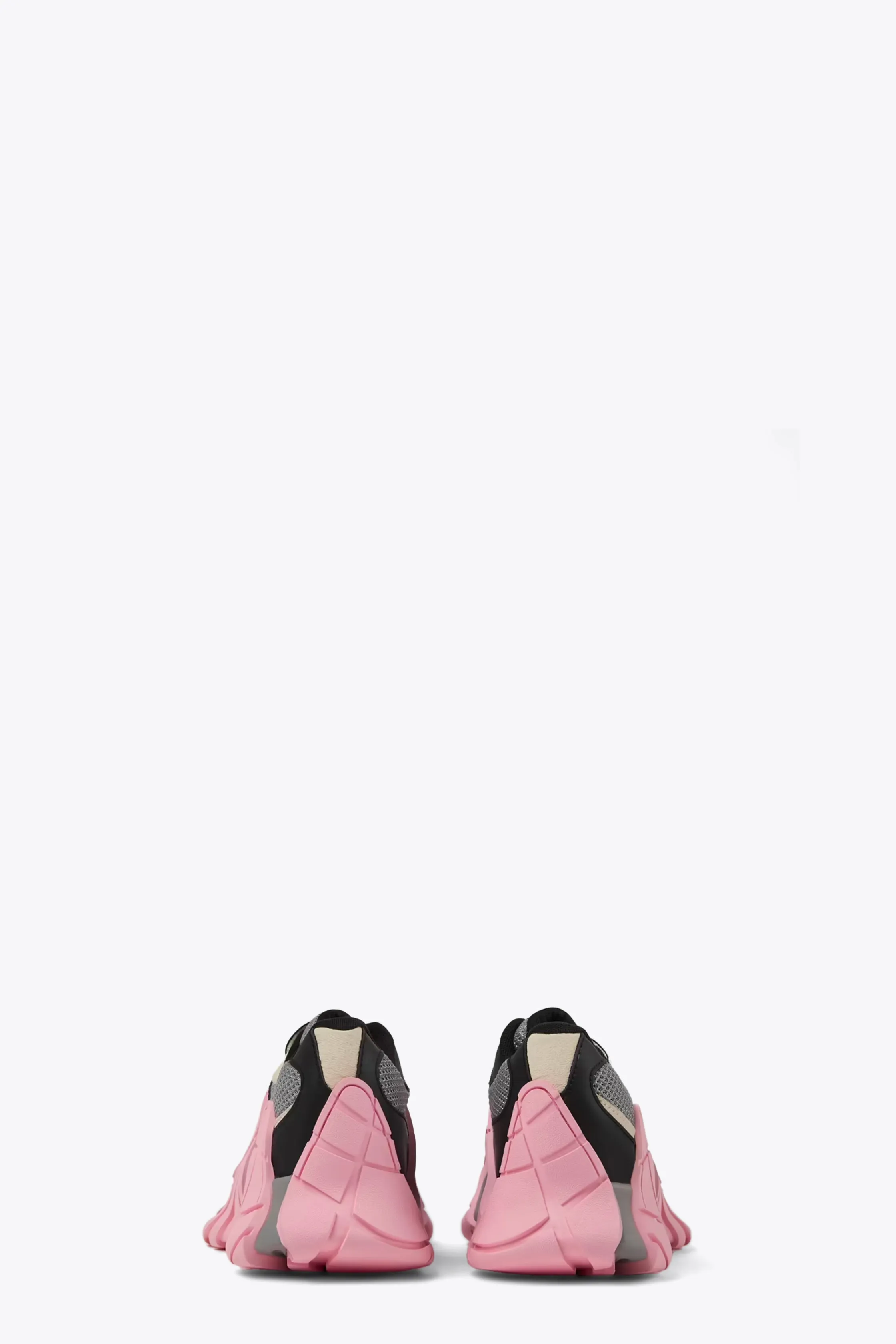 Sneaker bassa in mesh grigia e gomma rosa, nera e panna - Tormenta