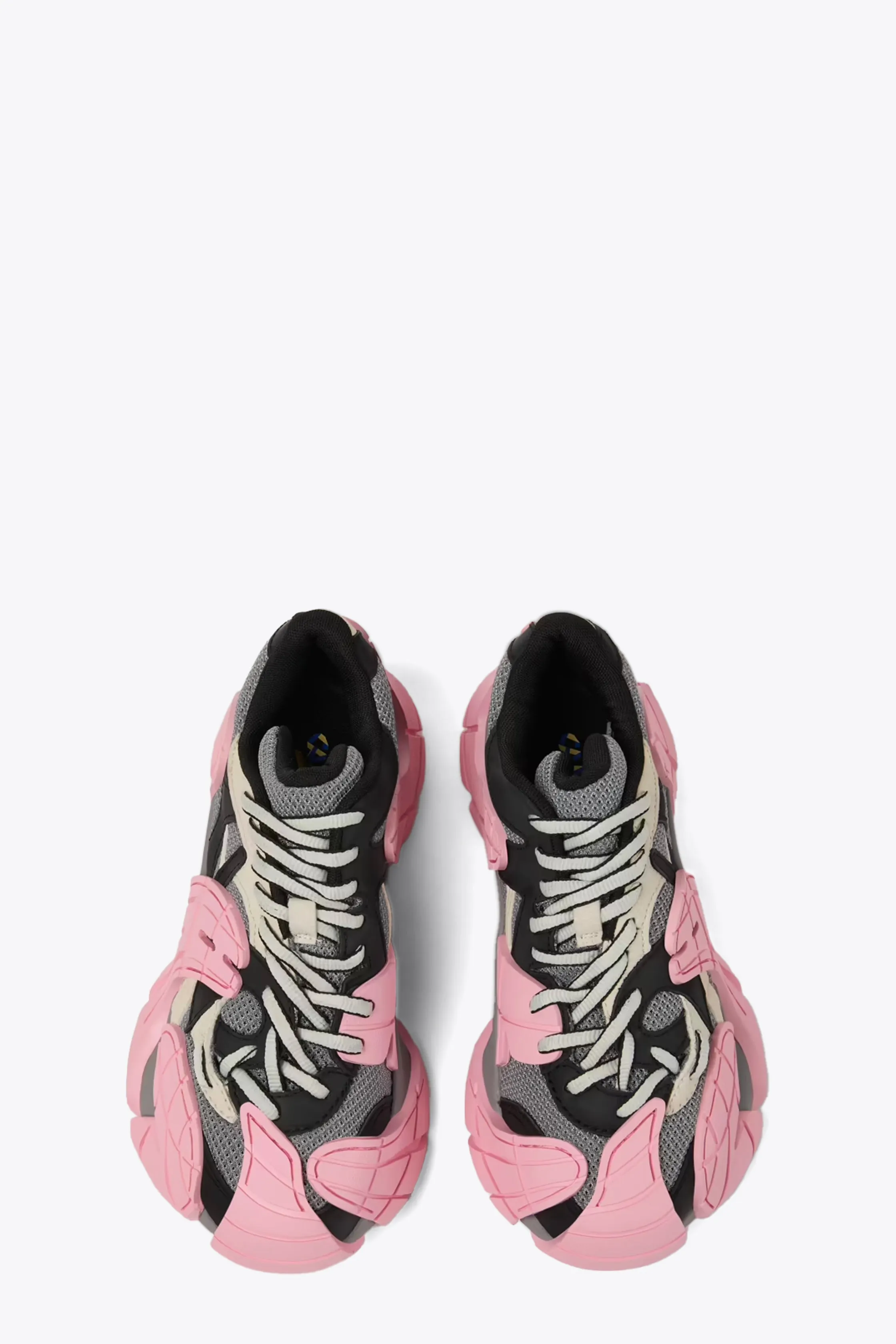 Sneaker bassa in mesh grigia e gomma rosa, nera e panna - Tormenta
