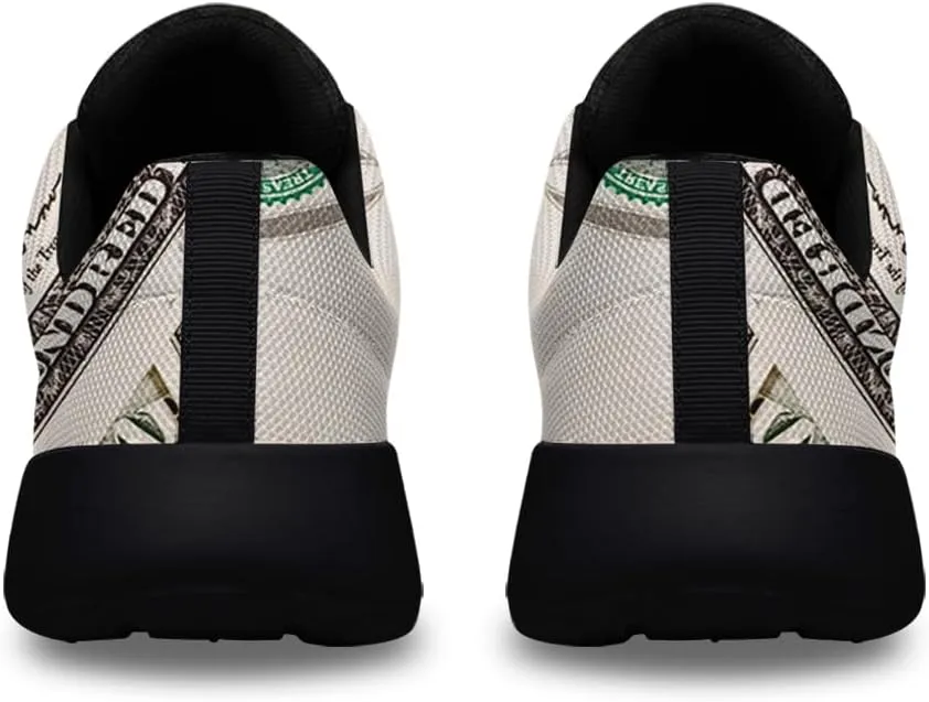 Sonzj-II Money Pattern Fashion Ultra Lightweight Running Sneakers Men Women 100 Dollar Bill Print Walking Tennis Shoes