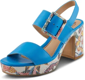 Spring Step Azucar Women's Sandal with Leather Upper and Mosaic Block Heel