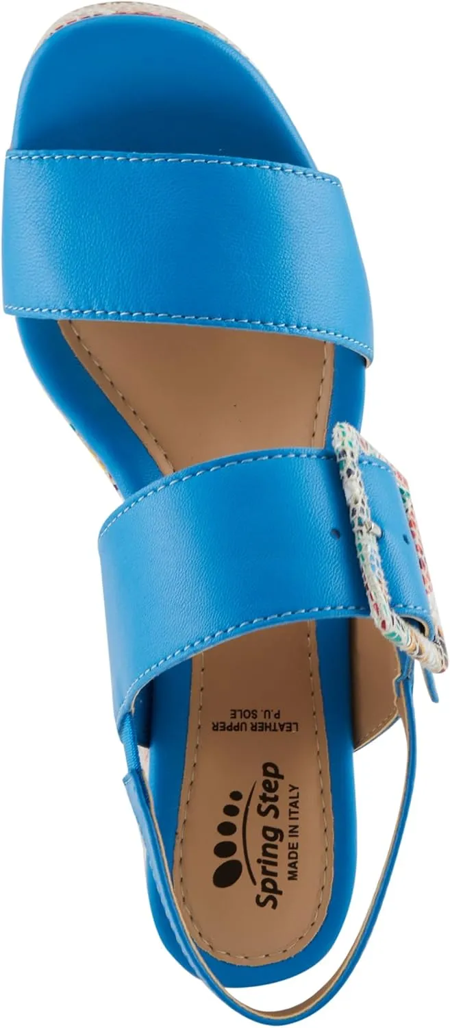 Spring Step Azucar Women's Sandal with Leather Upper and Mosaic Block Heel