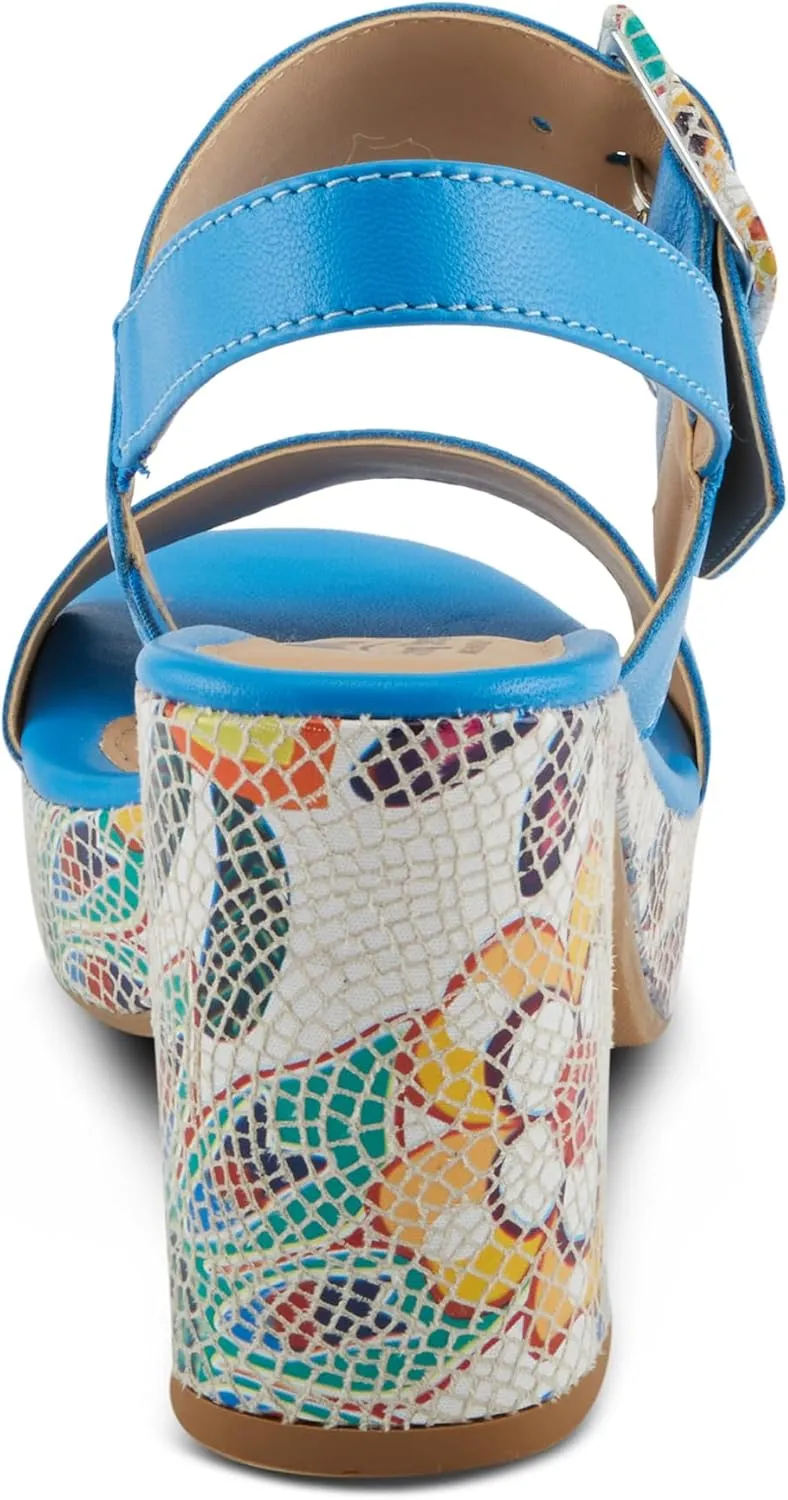Spring Step Azucar Women's Sandal with Leather Upper and Mosaic Block Heel