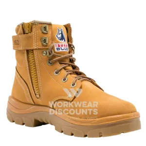 Steel Blue Argyle Lace Zip Safety Boots Wheat