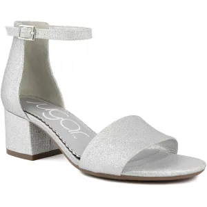Sugar Womens Noelle Low Adjustable Ankle Block Heels Silver 8.5 Medium (B,M)