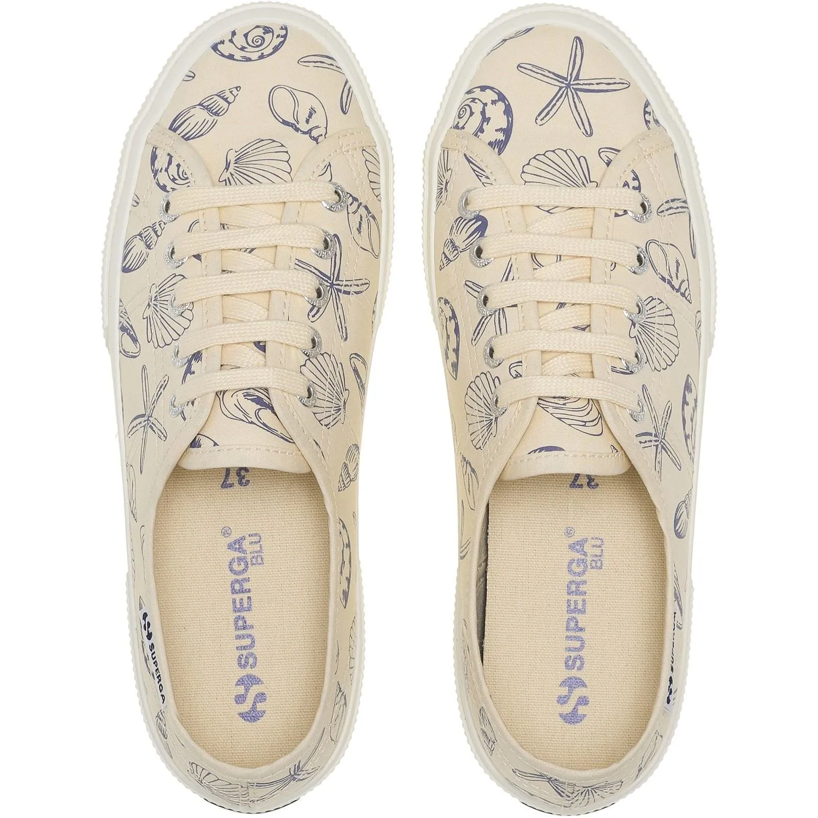 Superga 3750 Seashells Print Cotton Women's Beige Trainers