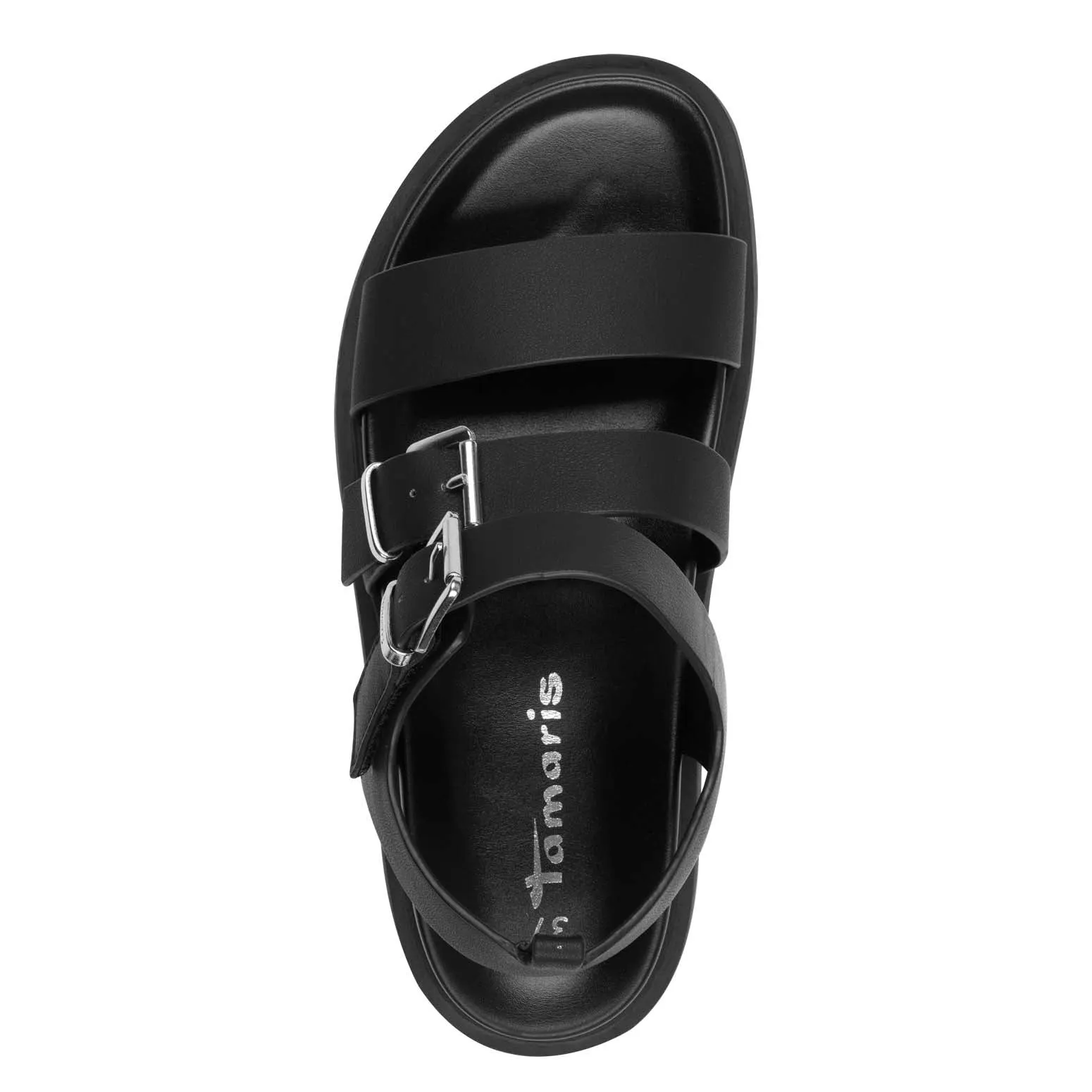 Tamaris Chunky Low Wedge Buckle Black
