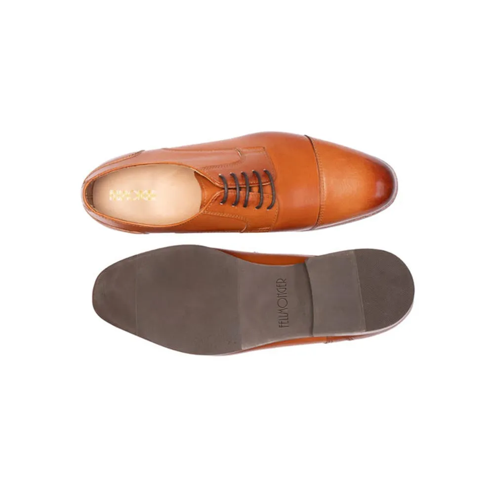 Tan Classic Captoe Classic Derby With Stacked Sole