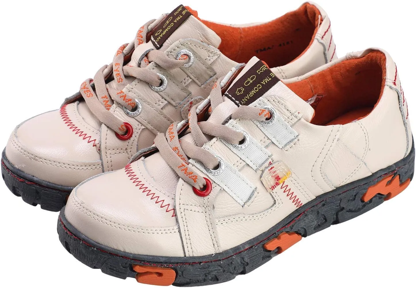 TMA EYES Women's Vintage Lace-Up Sneakers Hand-Stitched Anti-Slip Round Toe Design Soft Insole Breathable Casual Shoes