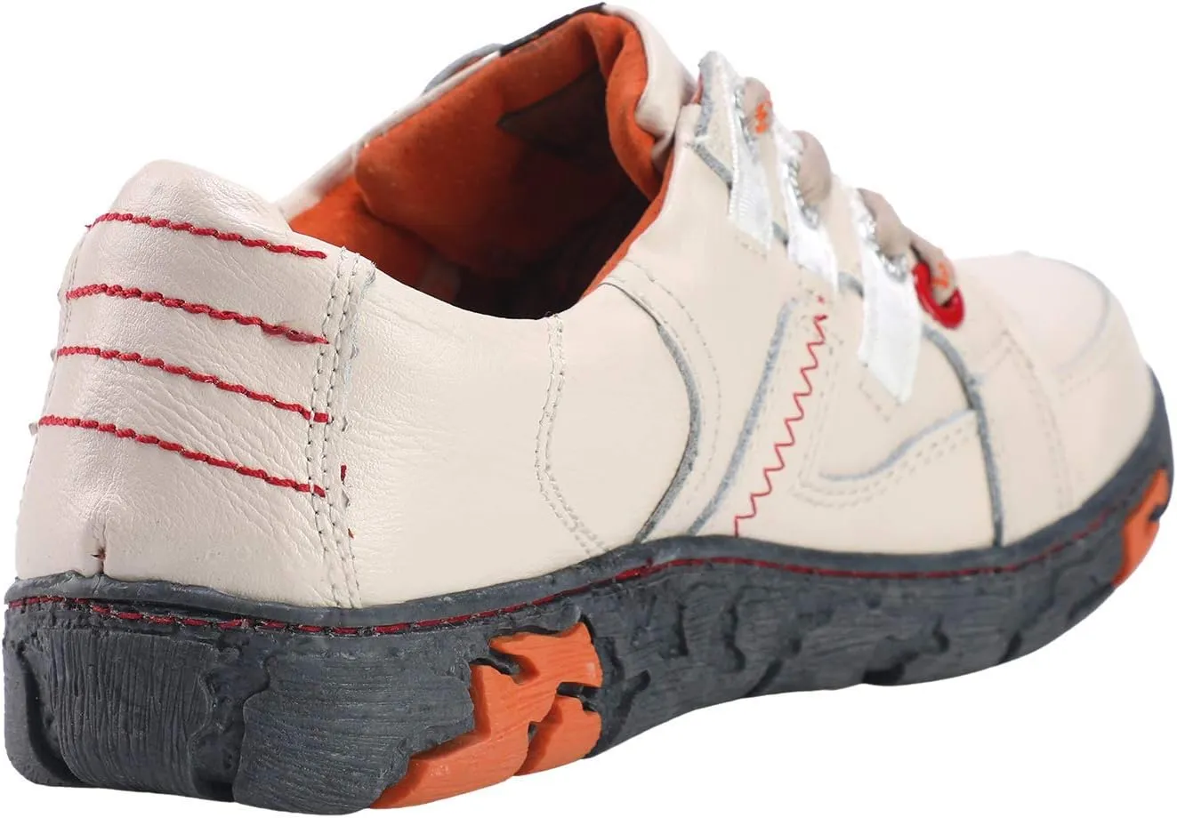 TMA EYES Women's Vintage Lace-Up Sneakers Hand-Stitched Anti-Slip Round Toe Design Soft Insole Breathable Casual Shoes