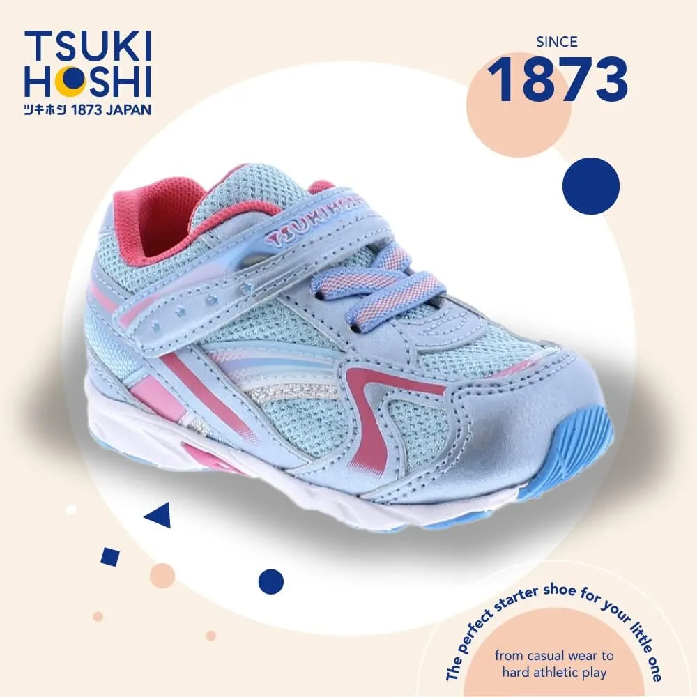 TSUKIHOSHI 3537 GLITZ Strap-Closure Machine-Washable Child Sneaker Shoe with Wide Toe Box and Slip-Resistant, Non-Marking Outsole - For Toddlers and Little Kids, Ages 1-8
