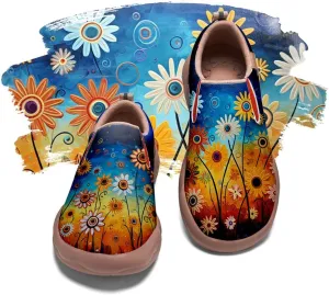 Women's Art Painted Travel Shoes Slip On Casual Leather Loafers Lightweight Comfort Fashion Sneaker