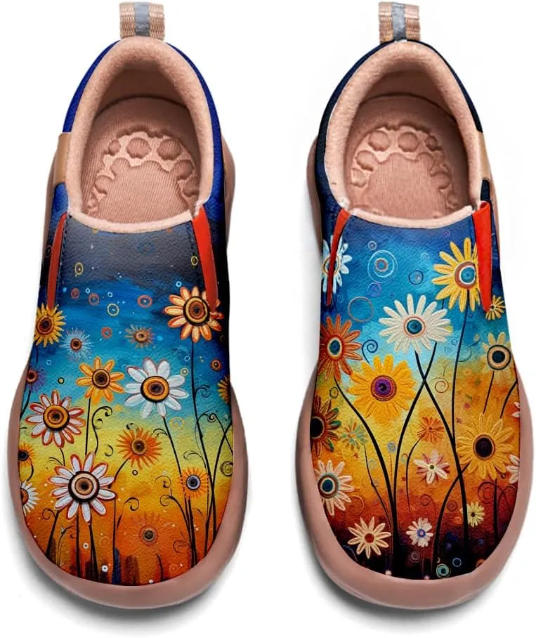 Women's Art Painted Travel Shoes Slip On Casual Leather Loafers Lightweight Comfort Fashion Sneaker
