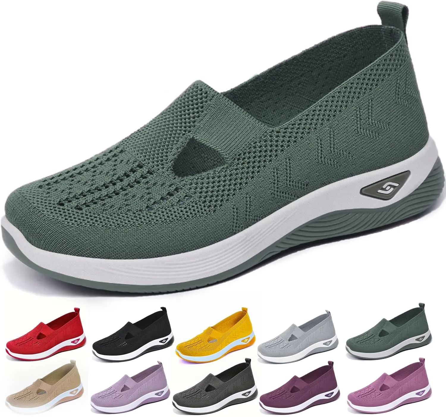 Women's Comfortable Breathable Knitted Sneakers, Zapatos Ortopédicos para Mujer, Woven Cut-Out Arch Support Sneakers Flat Shoes