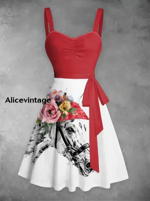 Women's Derby Floral Lace-Up Dress