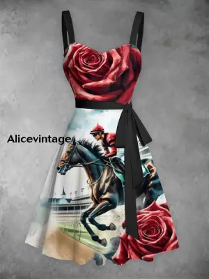 Women's Derby Roses Lace-Up Dress