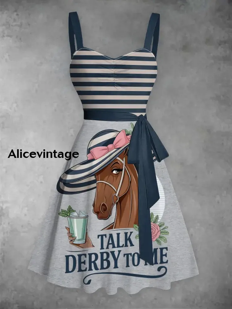 Women's Talk derby to me striped lace-up dress