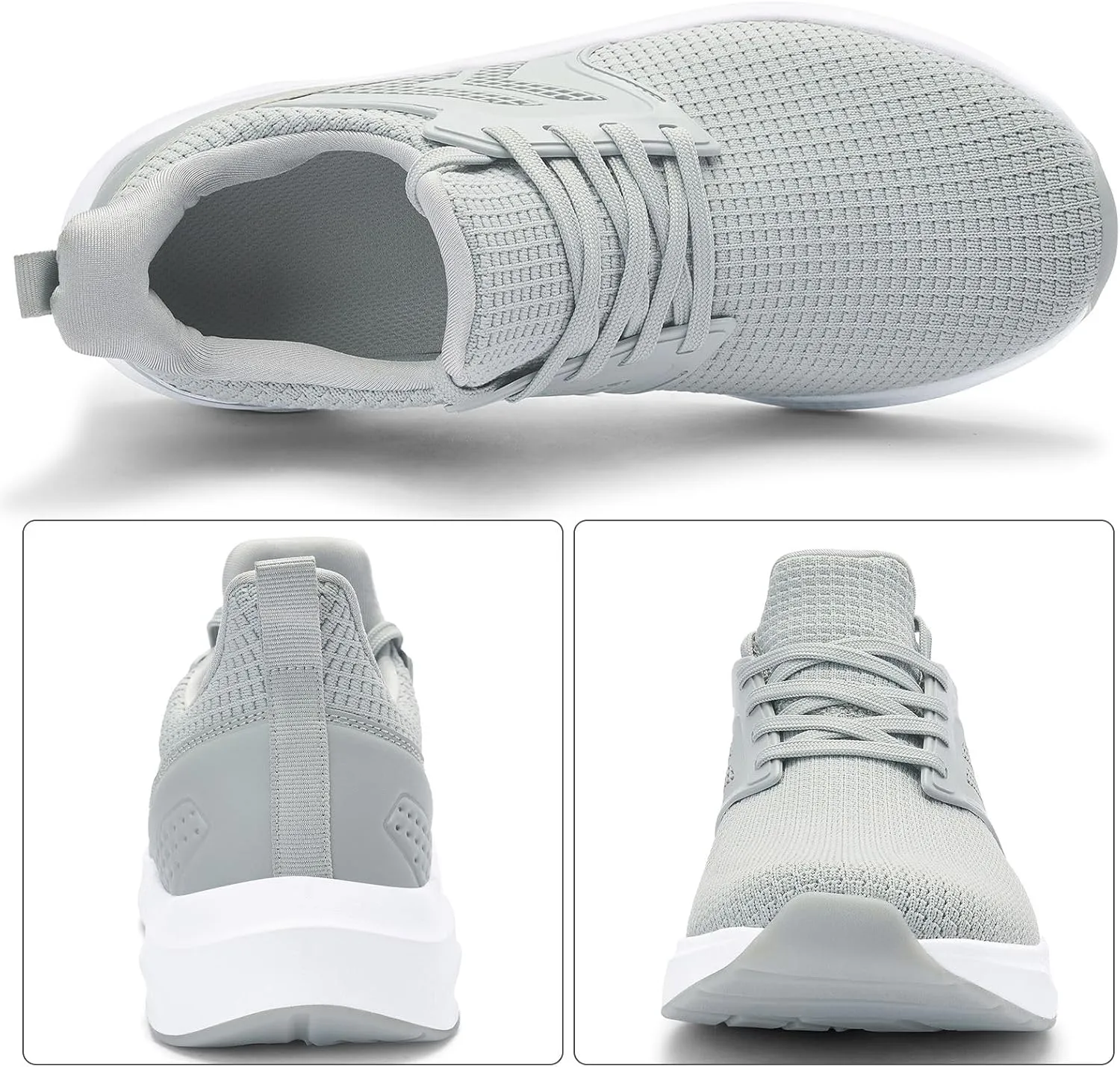ZZS Mens White Sneaker Tennis Shoes - Slip On Running Shoes Lightweight Casual Walking Shoes for Athletic Workout Gym