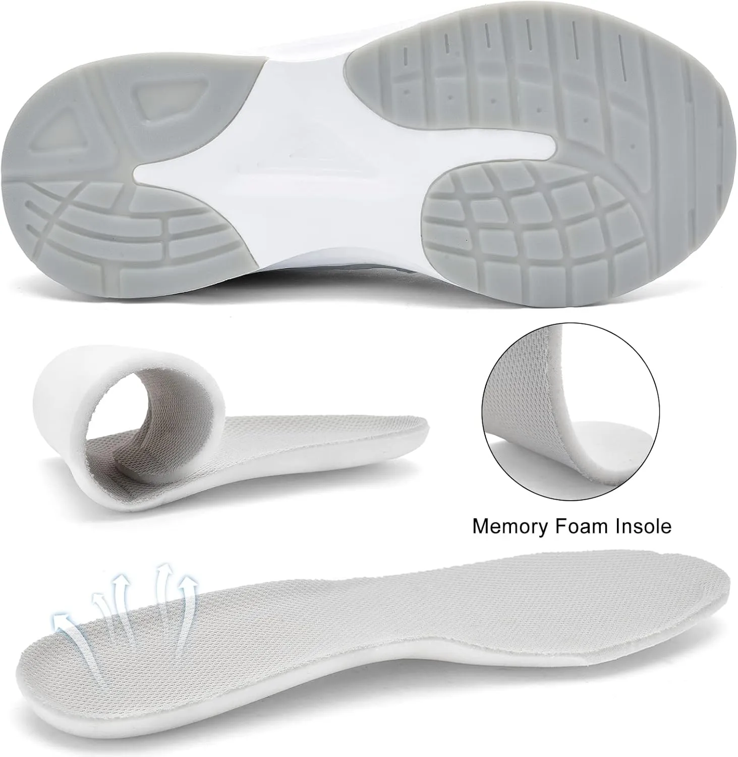 ZZS Mens White Sneaker Tennis Shoes - Slip On Running Shoes Lightweight Casual Walking Shoes for Athletic Workout Gym